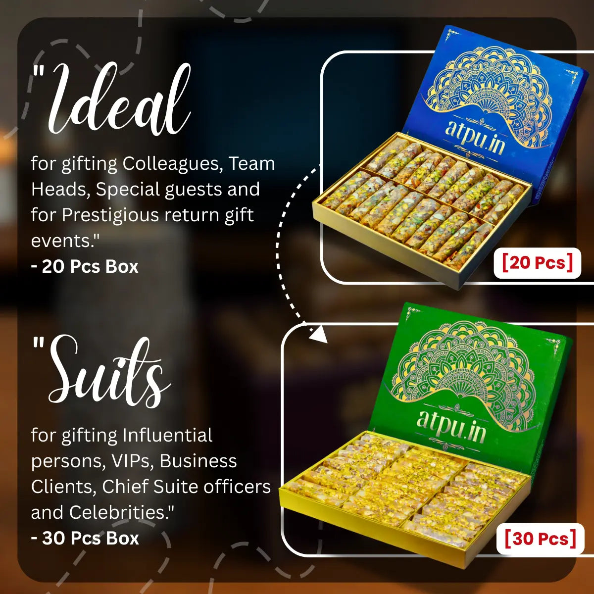 Two boxes of Alpuin snacks with text highlighting their use cases.