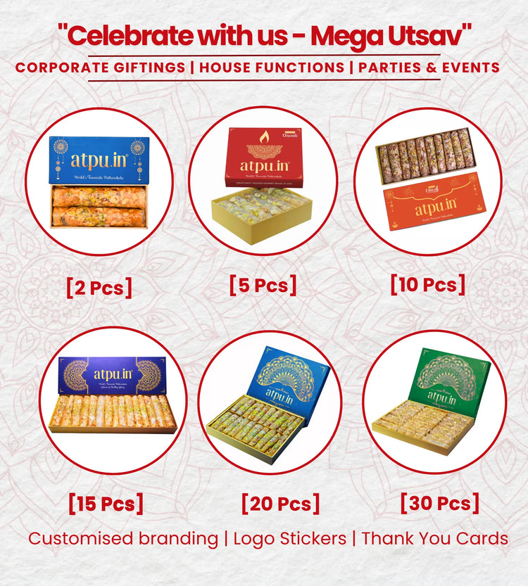 Promotional graphic for corporate gifting with various packaging options and branding features.