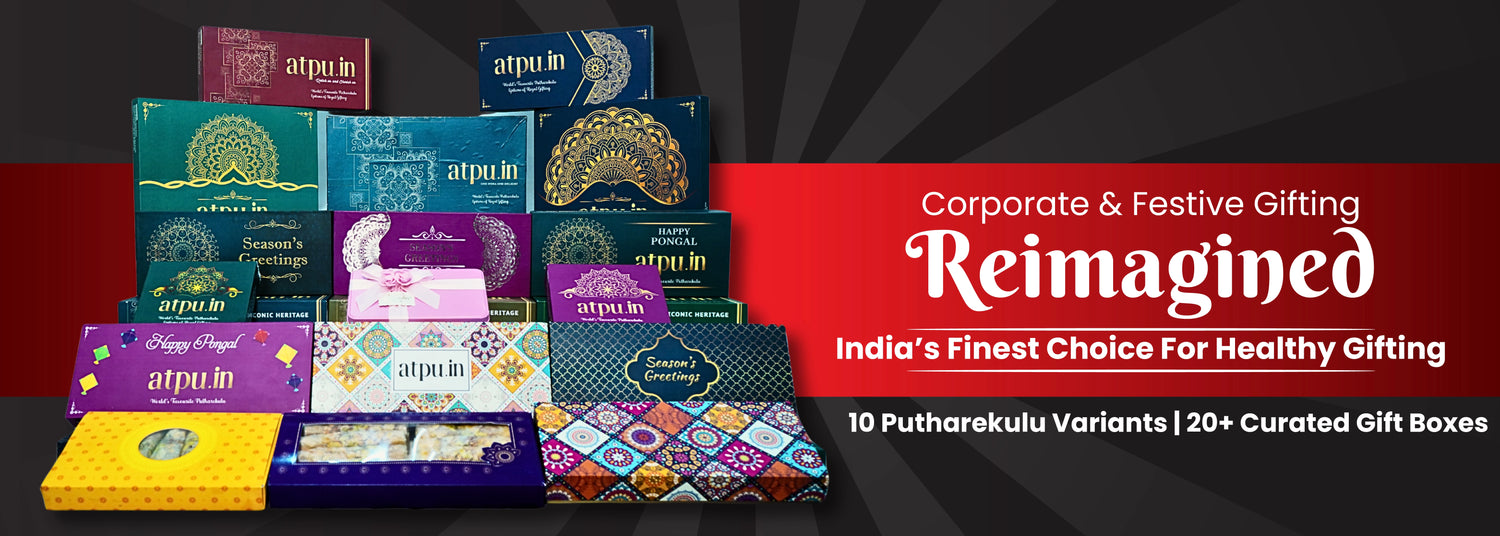 ATPU’s royal Putharekulu boxes designed for wedding gifts and celebrations.